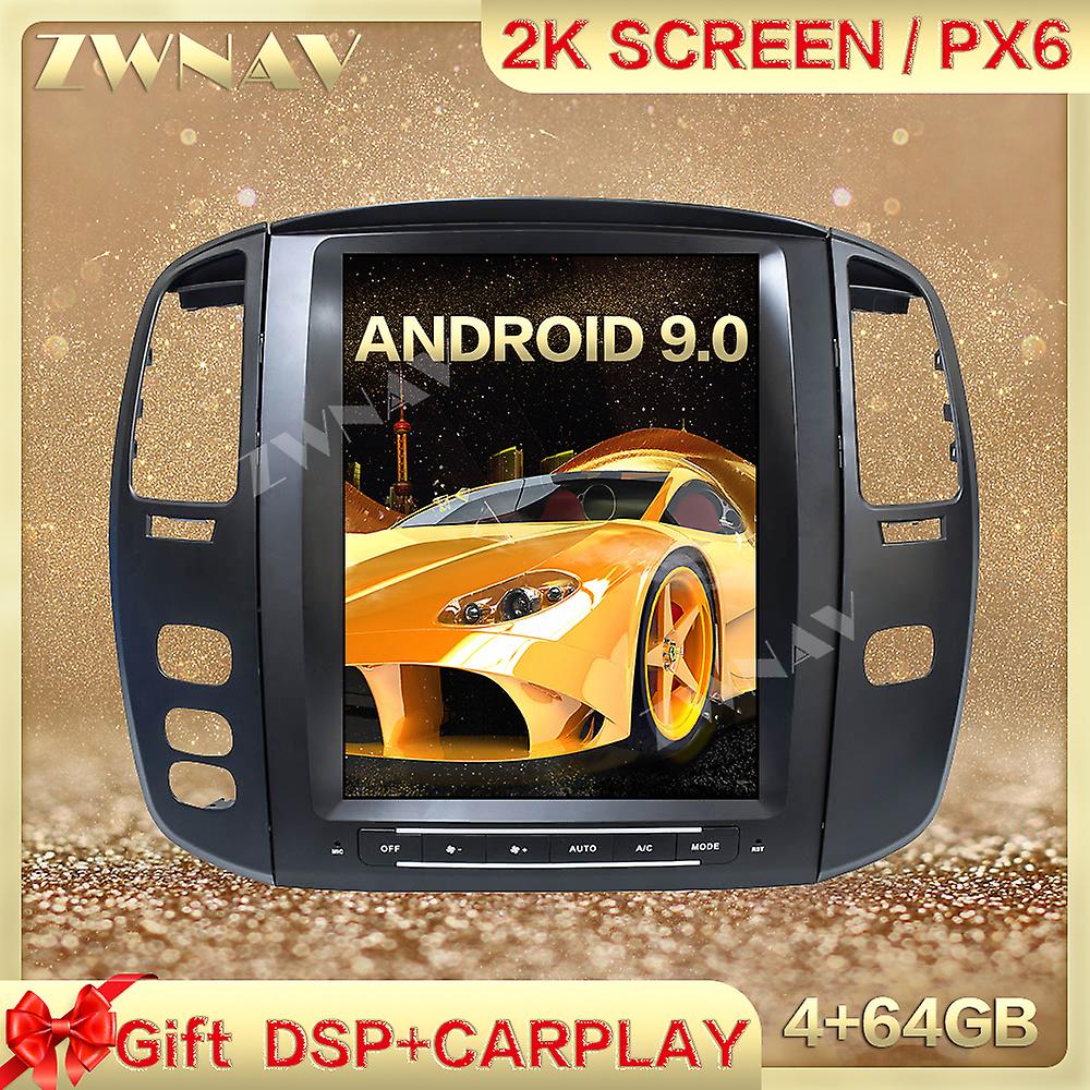 PX6 DSP Carplay Tesla screen 4+64GB Android 9.0 Car Multimedia Player For Lexus LX470 2004-2005 GPS Radio Auto stereo head unit