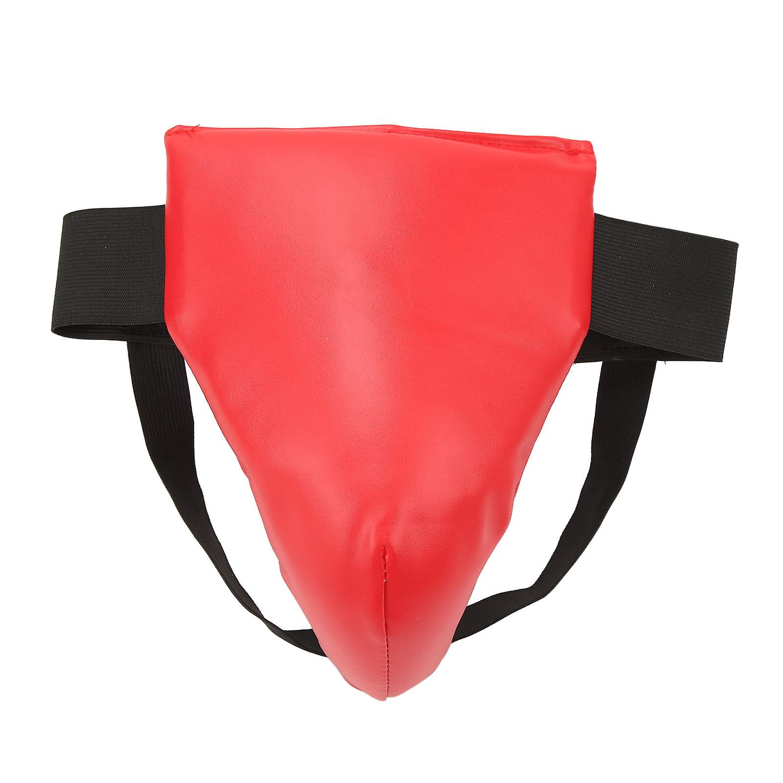Groin Protector for Boxing Kickboxing Training Shock Absorption Ventilated Adjustable Jockstrap Abdominal Guard Red