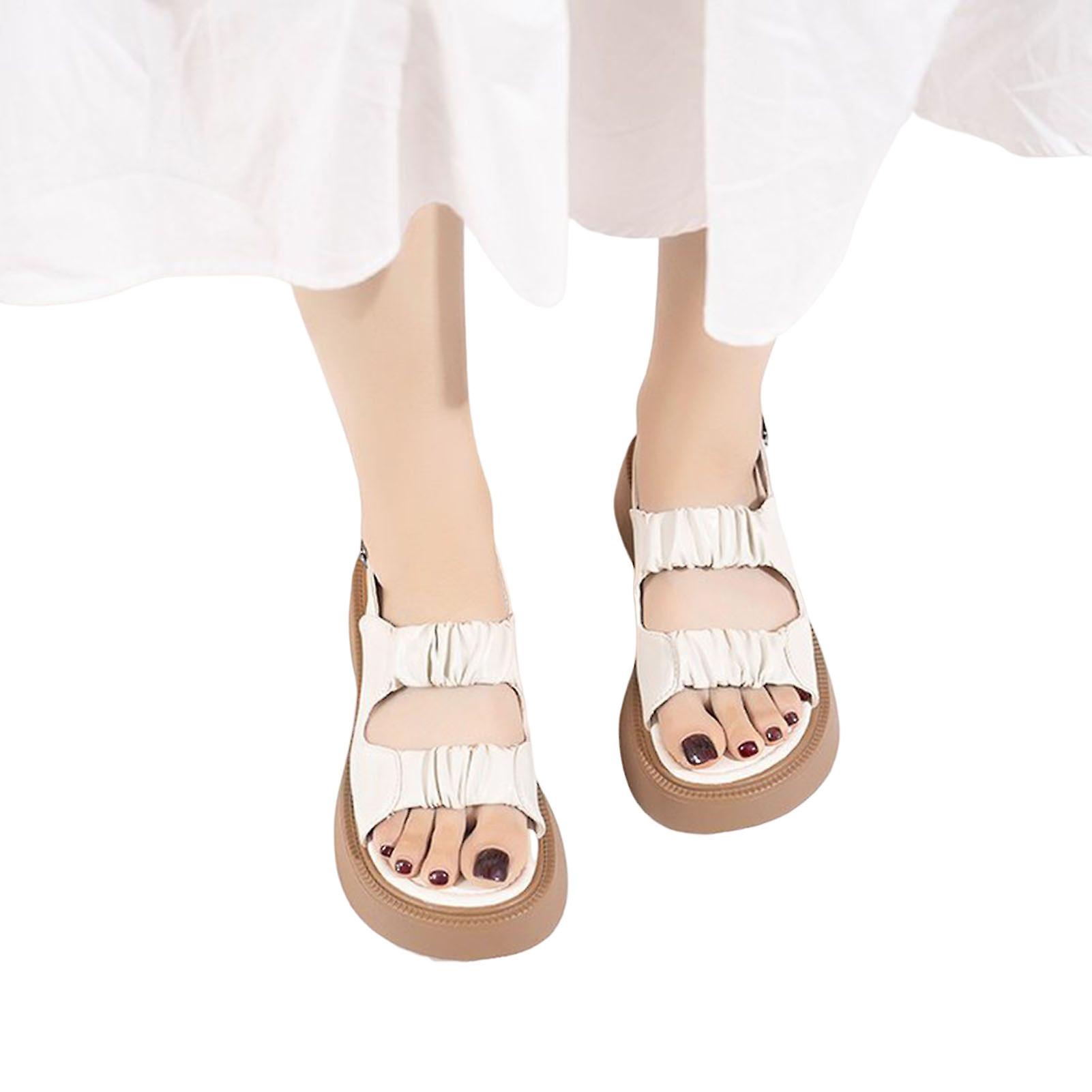 Damernas mid heel sandaler Pu läder utomhusskor lämpliga för att gå strandkläder