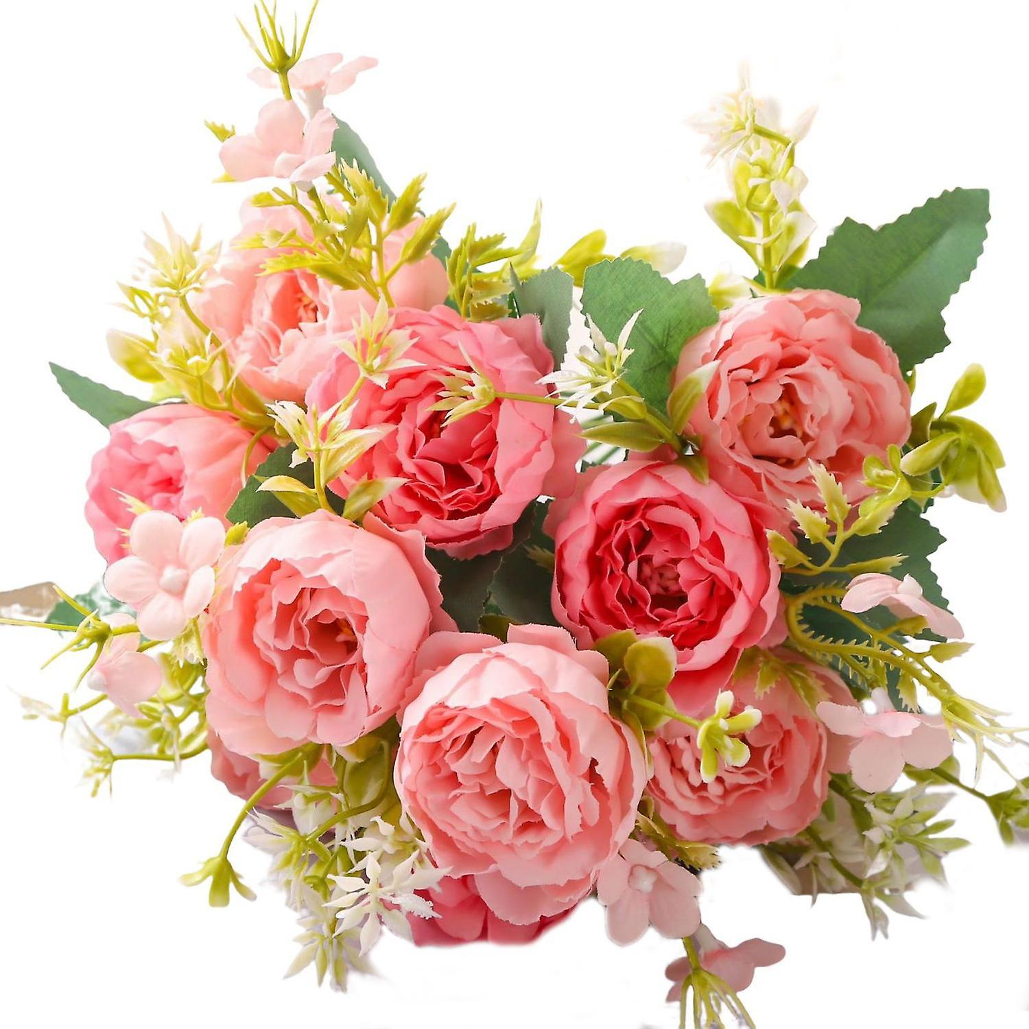 Simulation Peony 5 Forks Realistic Decorative DIY Bride Holding Fake Peony Bouquet Wedding Decor