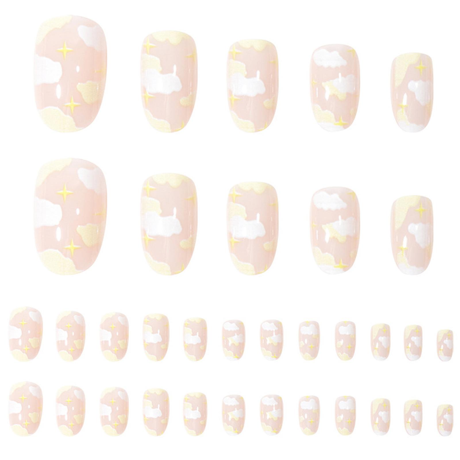 Pink Translucent Short Artificial Nails Long Lasting Safe Material Waterproof False Nails