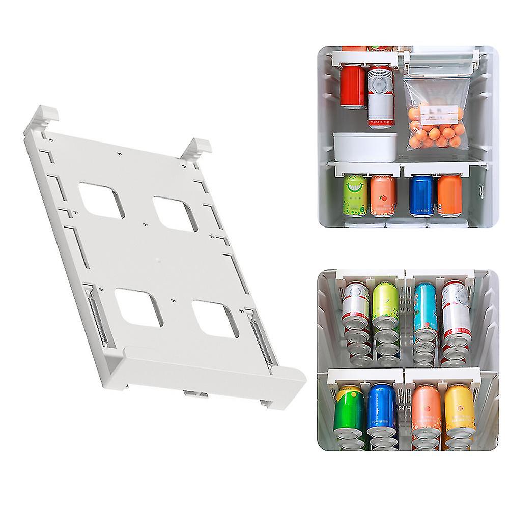 Adjustable Fridge Soda Can Organizer with Sliding Rack