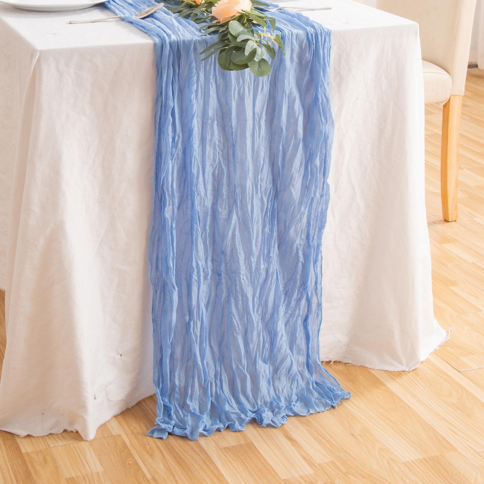 Pleated Cheese Cloth Table Flag Foldable Table Runner for Dining Table