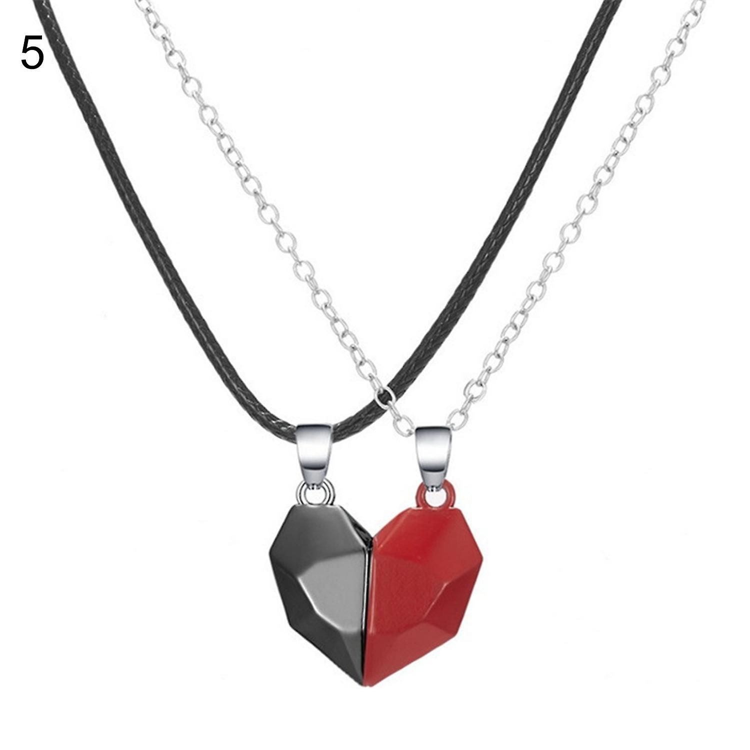 2Pcs Couple Necklaces Heart Pendant Vintage Jewelry Punk Long Lasting Pendant Necklaces Jewelry Gift