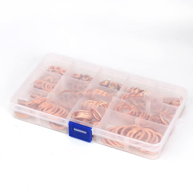 300PCS Copper Washer Assortment Flat Sealing Washers Kit M5‑M20 Gasket with Storage Box for Door Window Sealing