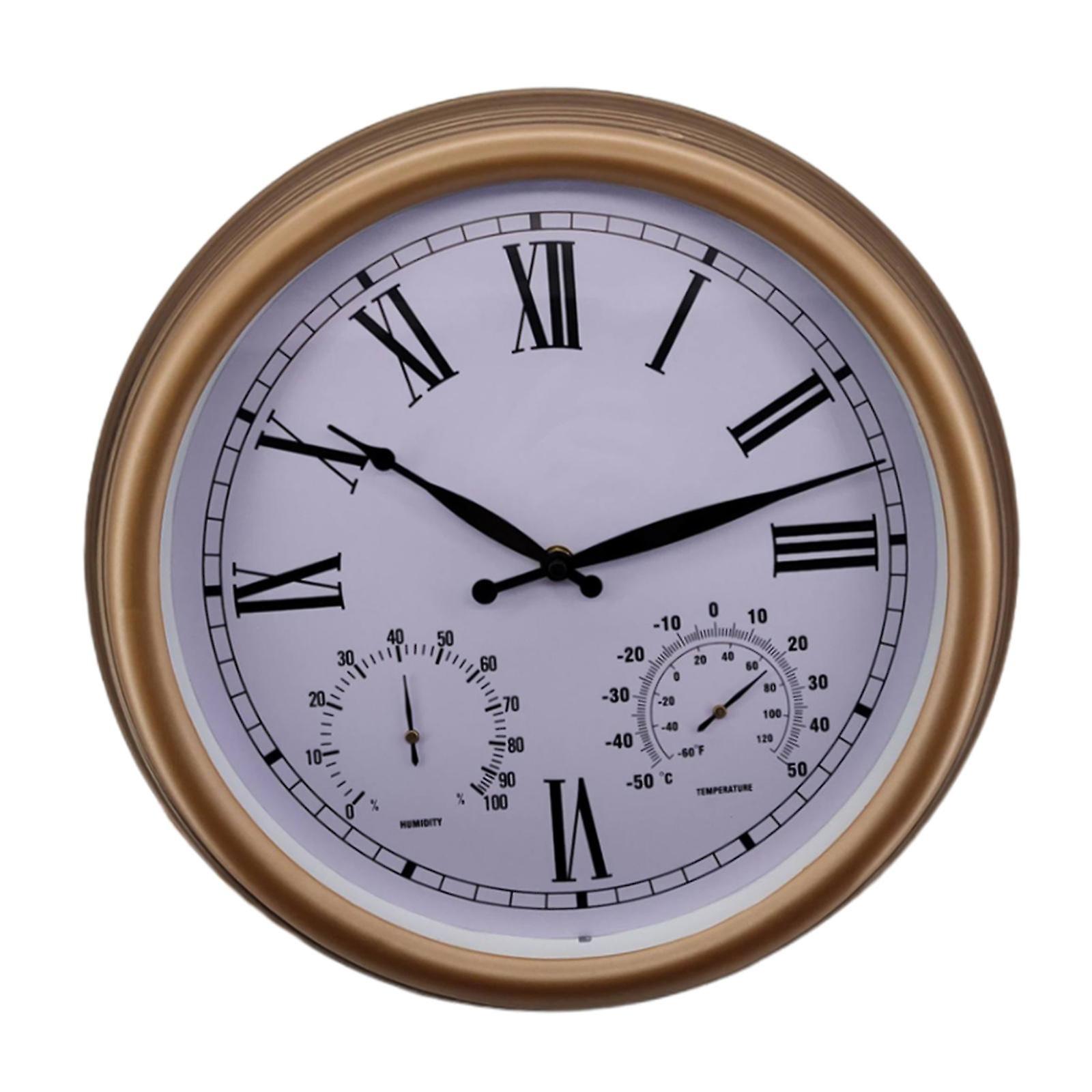15'' Hanging Wall Clock Thermometer Humidity Hygrometer Accuracy Gauge C/F