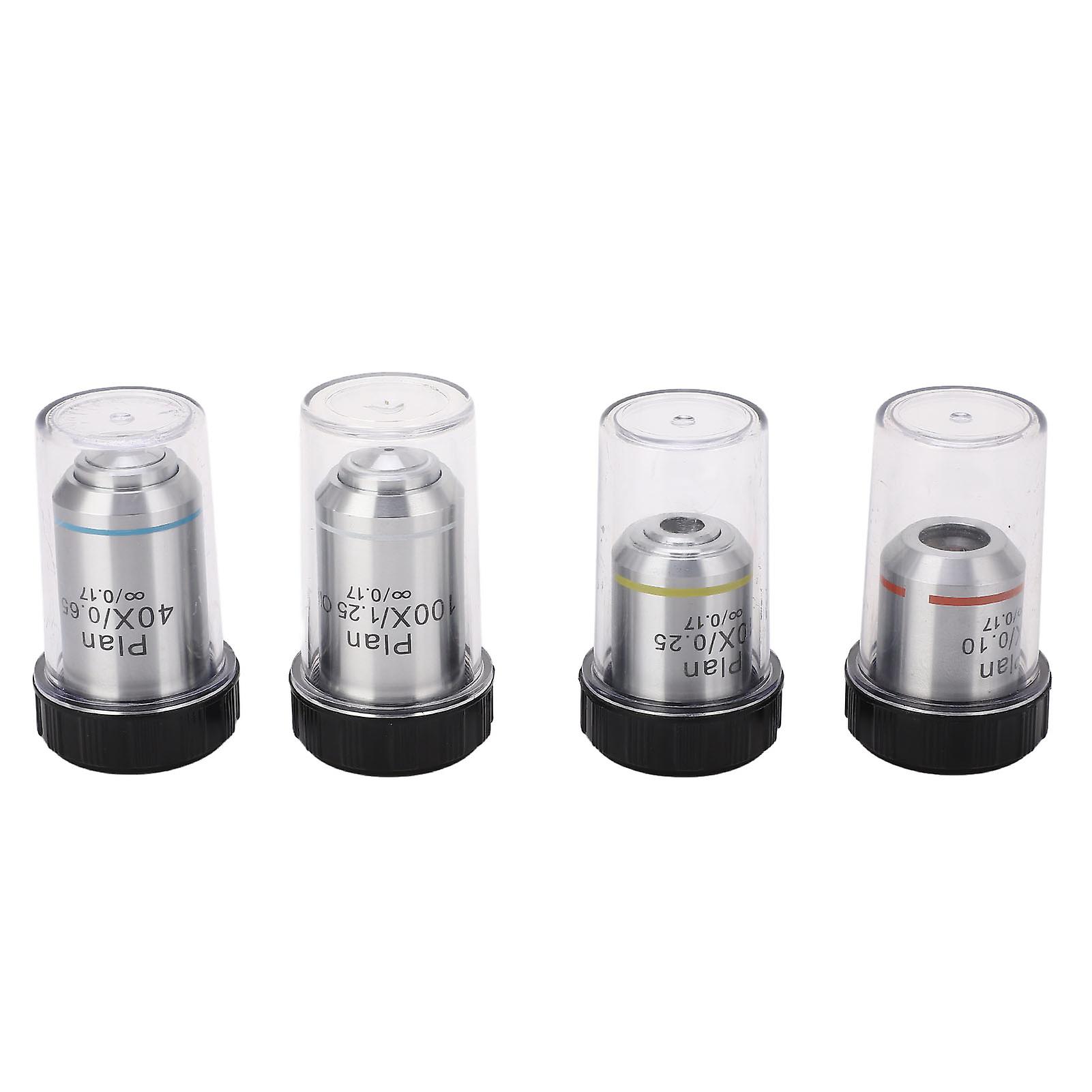 Microscope Objective Lens Infinity Plan Achromatic Lens 195mm for 4X 10X 40X 100X Magnification High Clarity Durable Precision Optic