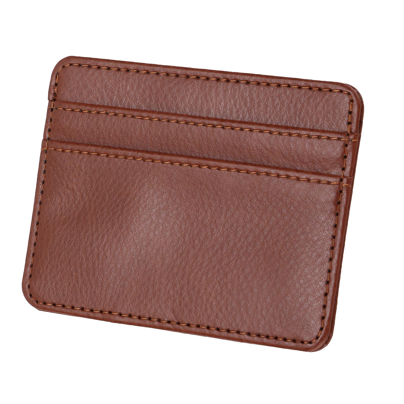 Brown PU Card Wallet: Durable Protective Sleeve for Credit Cards
