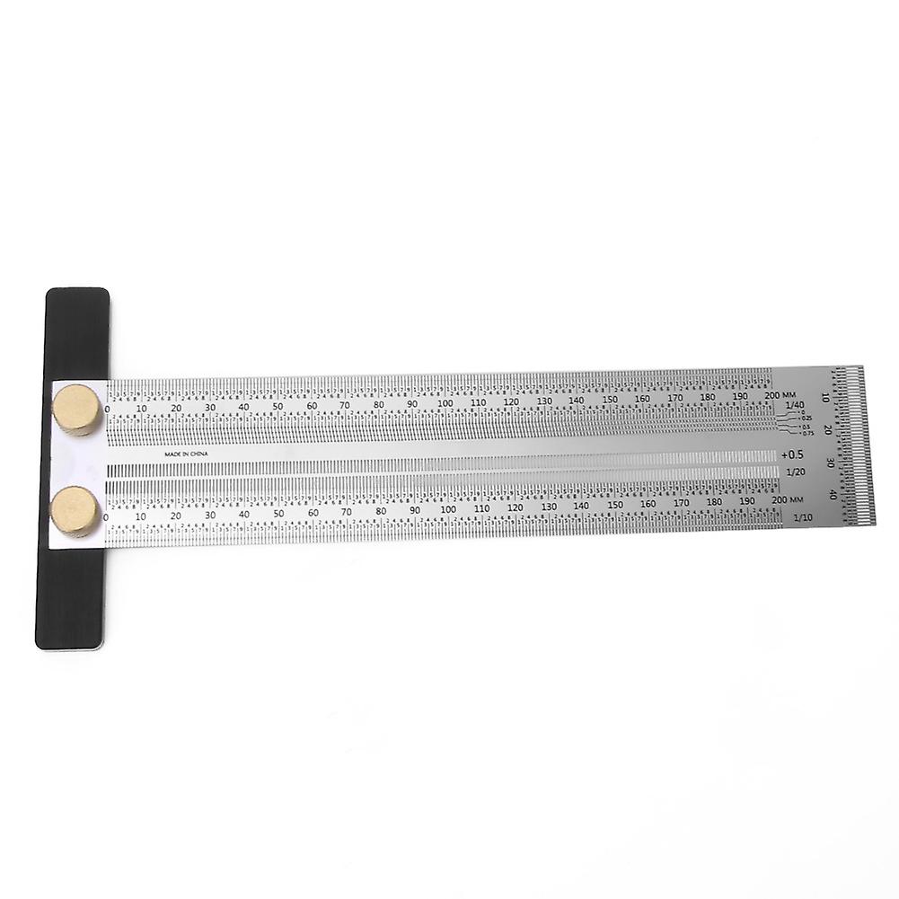 200mm Stainless Steel T-Rule Drill Ruler Woodworking Measuring and Marking Tool