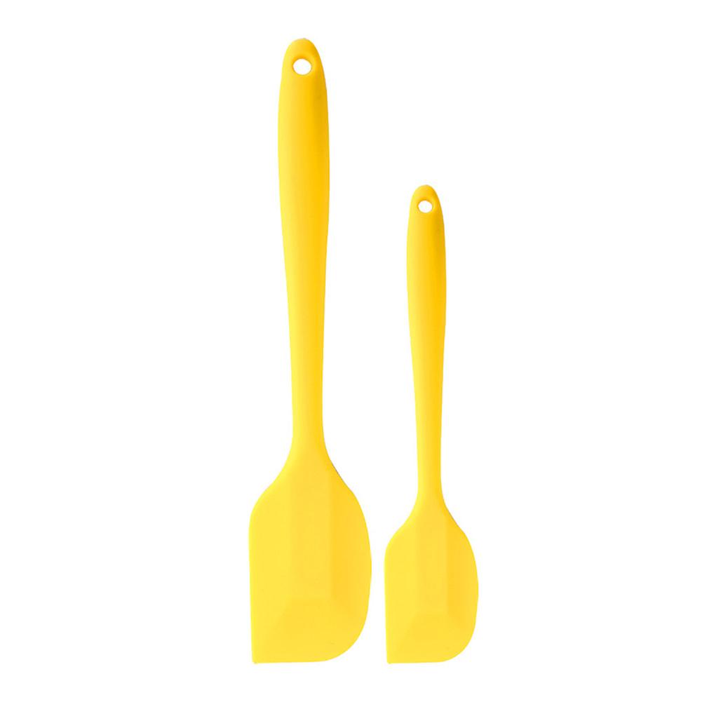 Long Handled Silicone Butter Cake Scraper (Yellow)