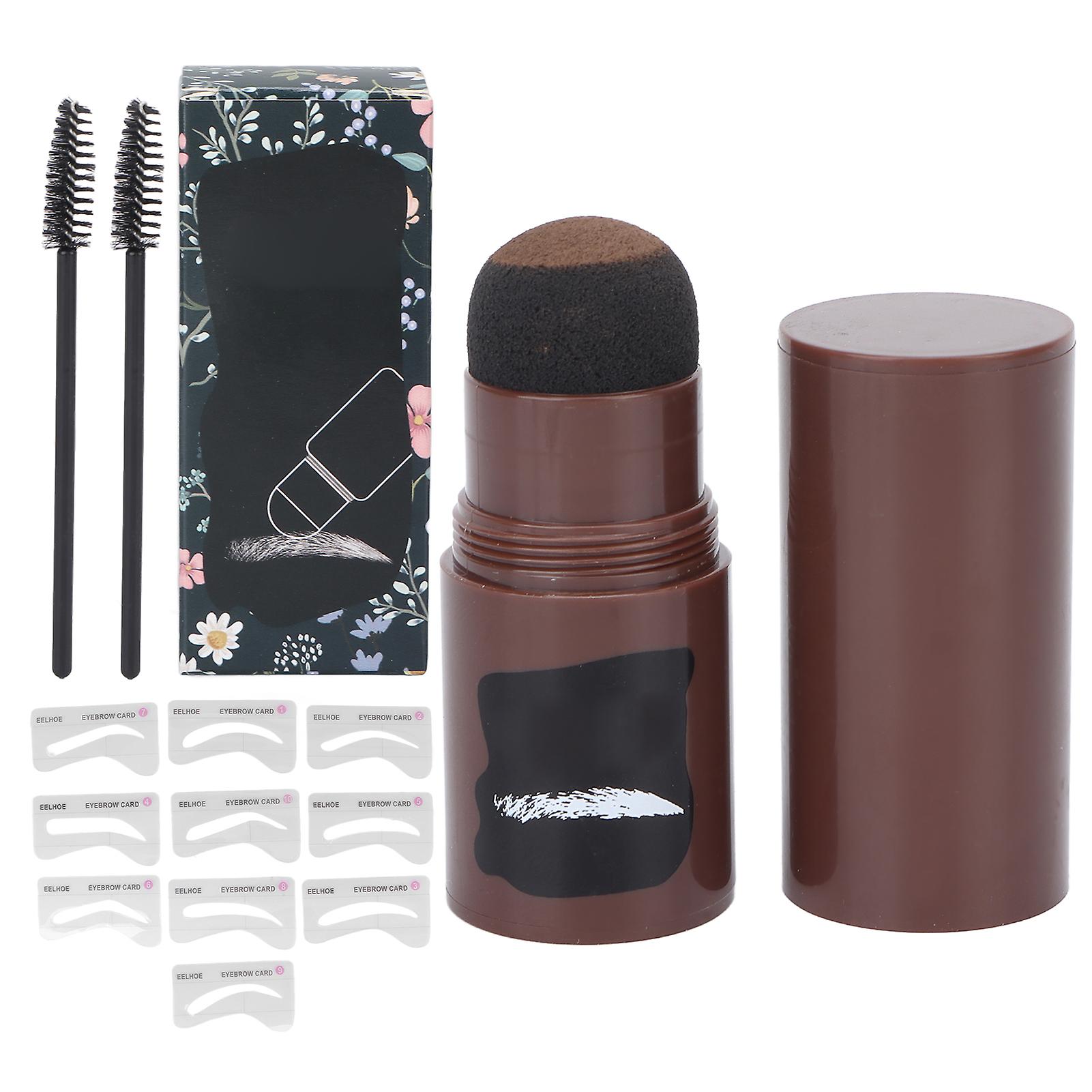 Waterproof Sweat Proof Eyebrow Stamp Kit with 10 Stencils and 2 Brushes Medium Brown 1.8g Eyebrow Makeup Tools