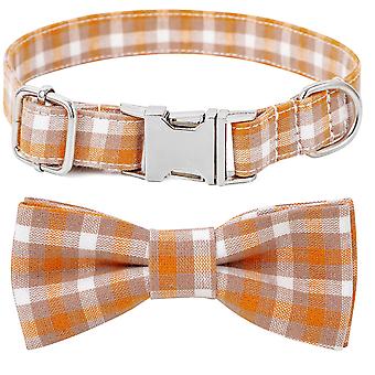 Veeki Dog Collar with Bow, Stylish Cute Plaid Small Dog Collar Soft Comfy Bowtie Dog Collar for Girl Boy Dog, Puppy Collars with Metal Bow Tie Dog Col