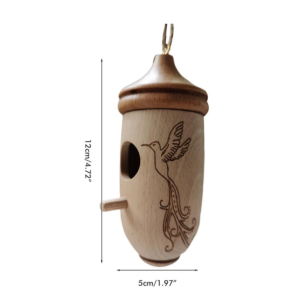 Hummingbird House Wooden Hummingbird Nest for Outside Hanging Garden Bird Feeder