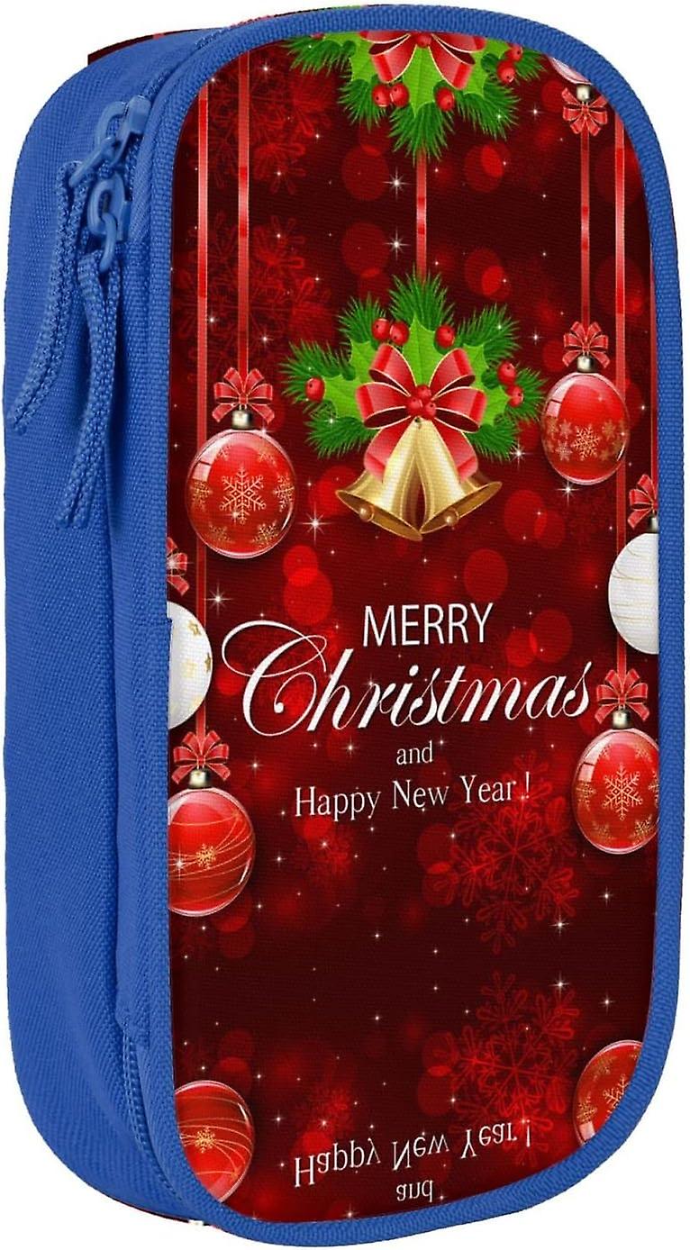 Noel Topu Altın Çan Baskılı Yüksek Kapasiteli Kalem Kalem Kutusu, Dayanıklı Kalem Çantası Kılıfı Kutusu Organizatör Kılıfları, Erkekler Kadınlar için61676