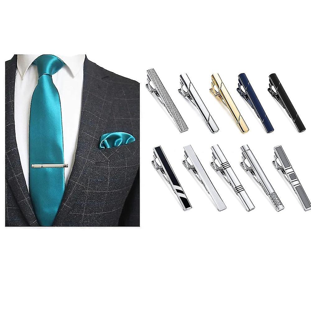 10 Pcs Tie Clips Set For Men Tie Bar Gift For Men Clip Set For Ties