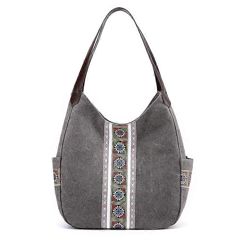 Vintage canvas bag, large capacity multi-layer ladies bag