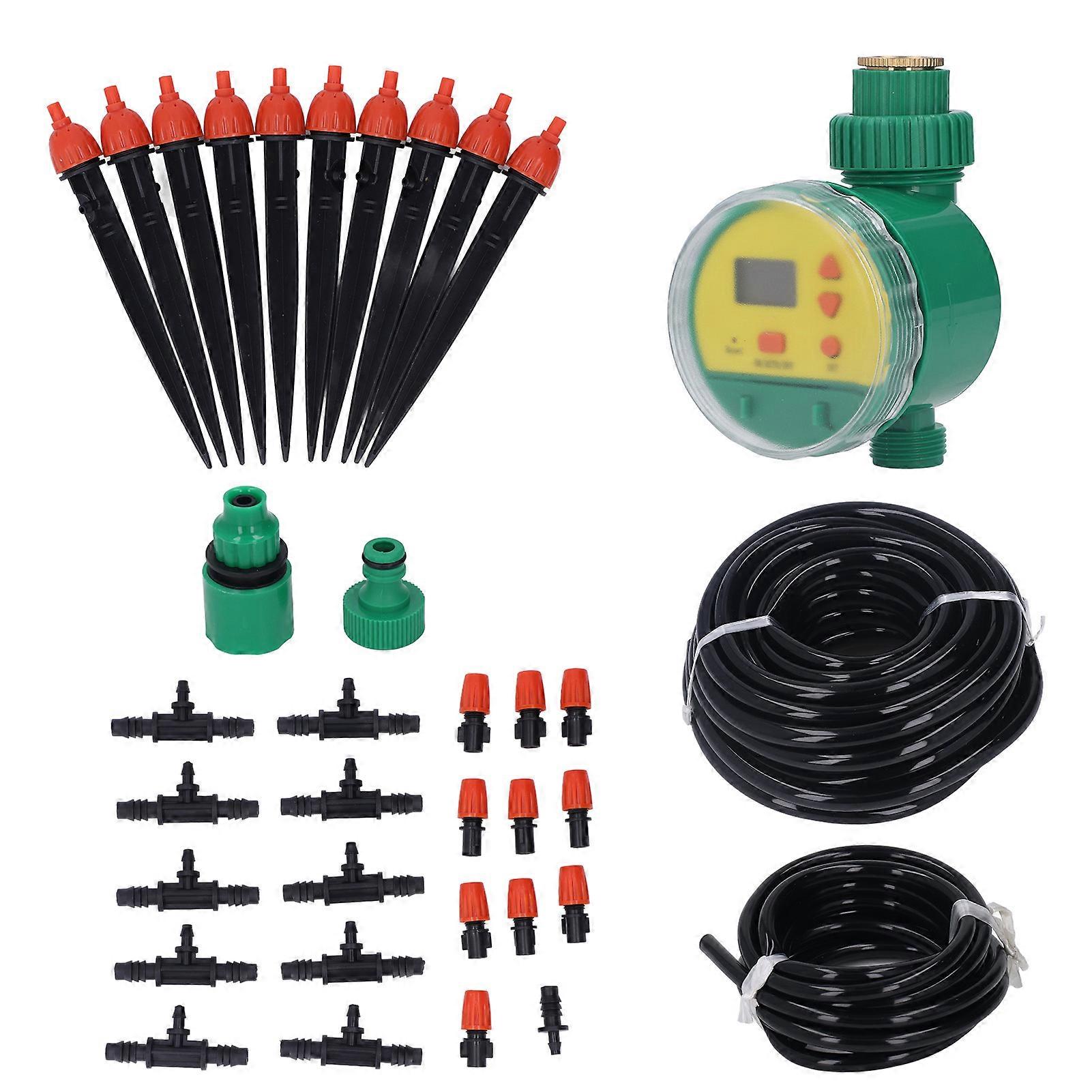 Automatic Irrigation Controller Kit Home Potted Plants Automatic Watering Atomization Timer 10m Hose 10 Nozzles Single Outlet