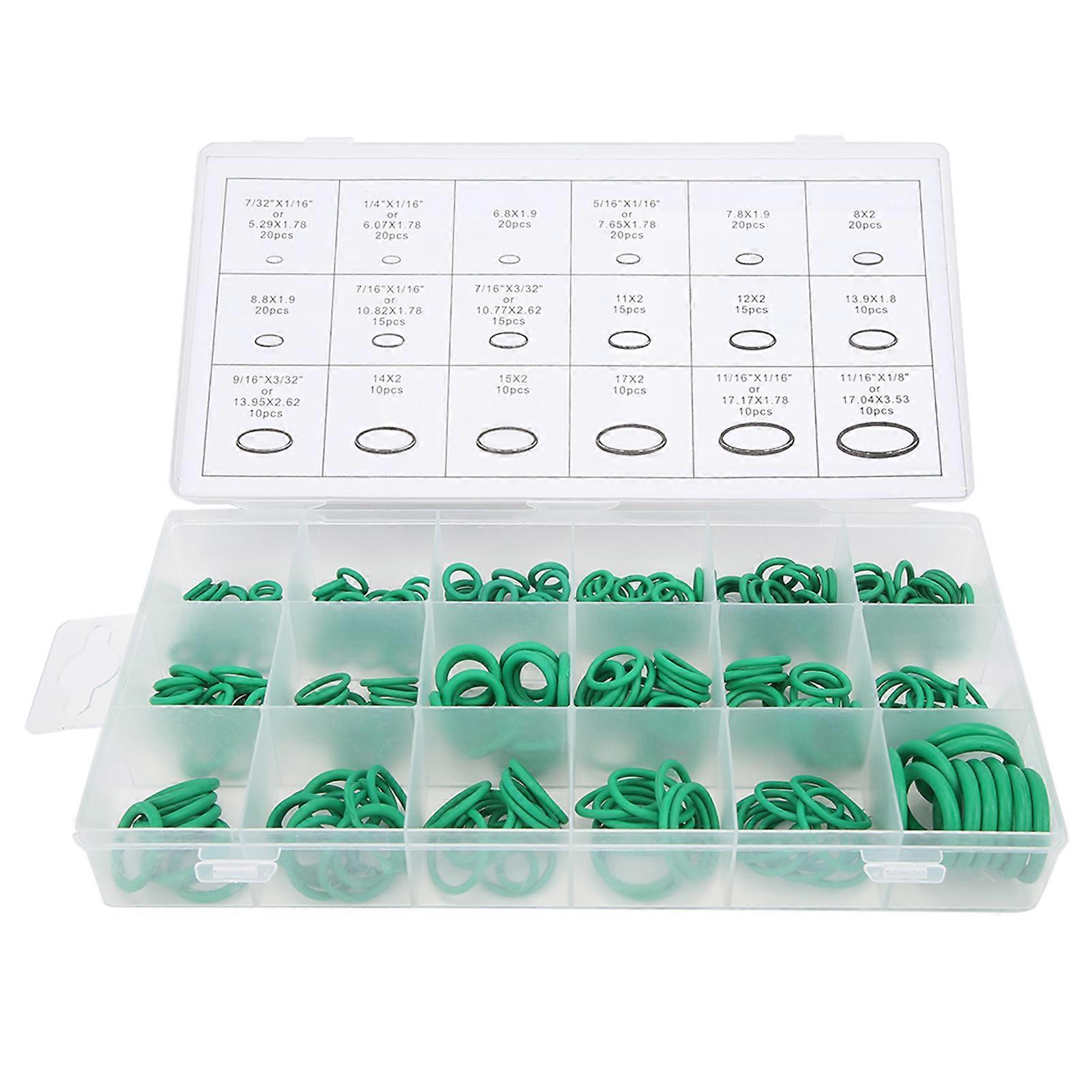 270pcs 18 Sizes Car Air Conditioning Compressor Seals Assortment Kit Green ORing for Water Faucet NO.03514