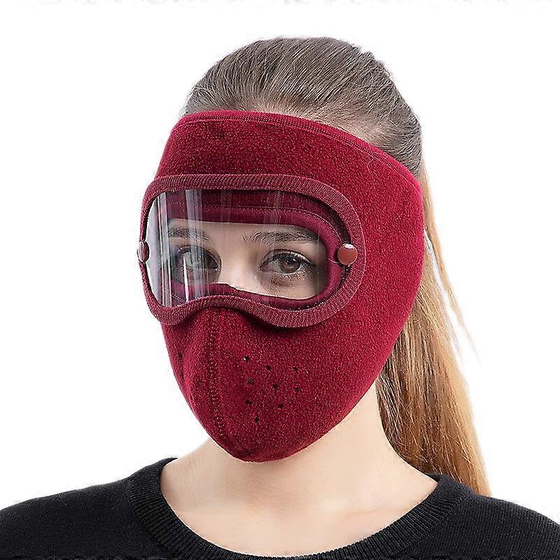 Fleece Warm Winter Balaclava Face Mask With Anti-fog Goggles Windproof Skull Cap