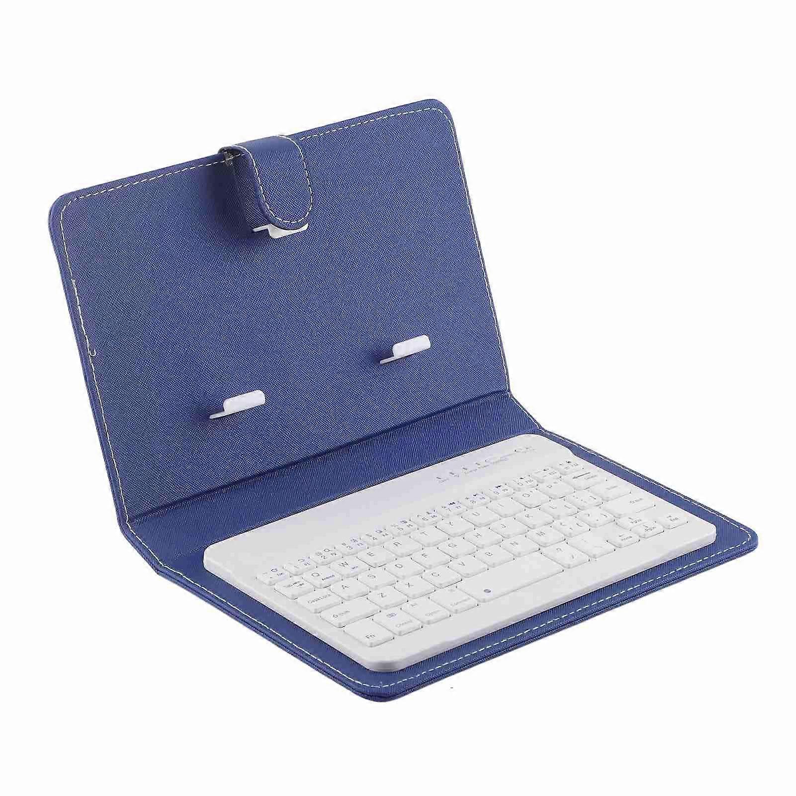 Universal Wireless Bluetooth Keyboard Flip Case Cover with Stand for IOS/ Android Phones Blue
