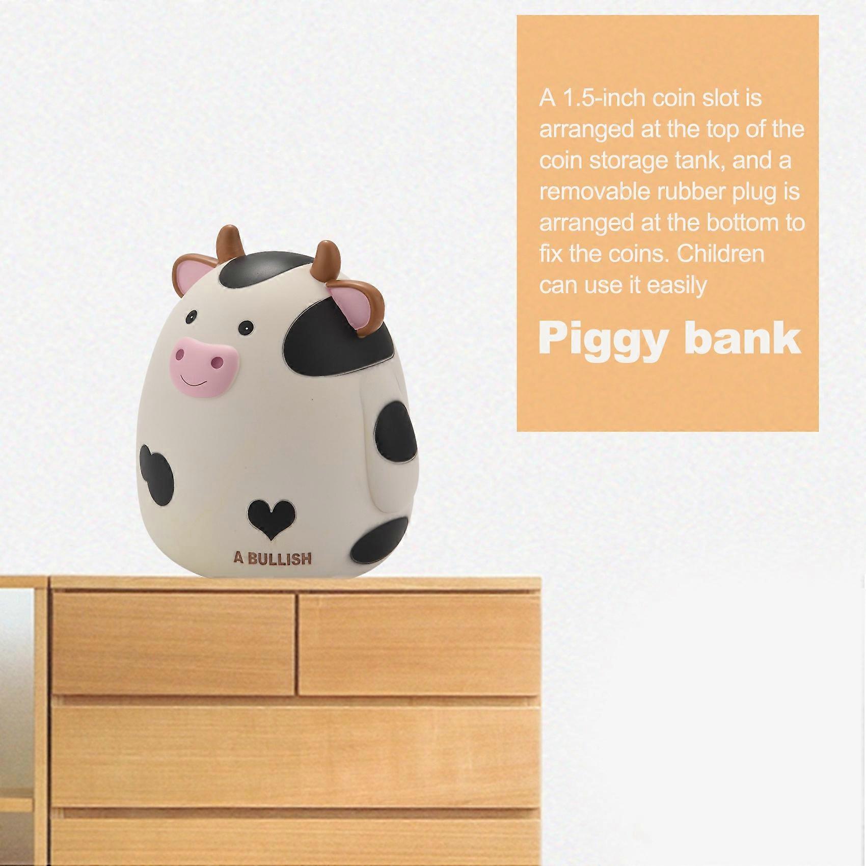 Niedliche Kuh Sparschwein Aus Vinyl – Ca. 16,5x17 Cm, Für Kinder, Mit Münzschlitz & Herausnehmbarem Stopfen