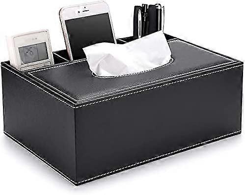 1PCS PU Leather Household Office Rectangular Large Tissue Box with Remote Control Storage Organizer Box