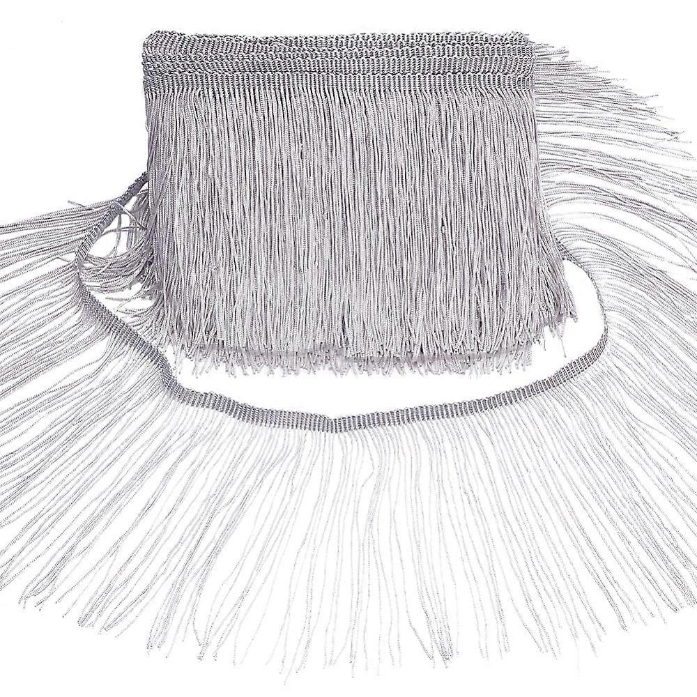 10Yards Polyester Fringe Lace Trims Tassel Ribbon for Sewing and Art Craft Decoration Slate Gray 5-7/8inch