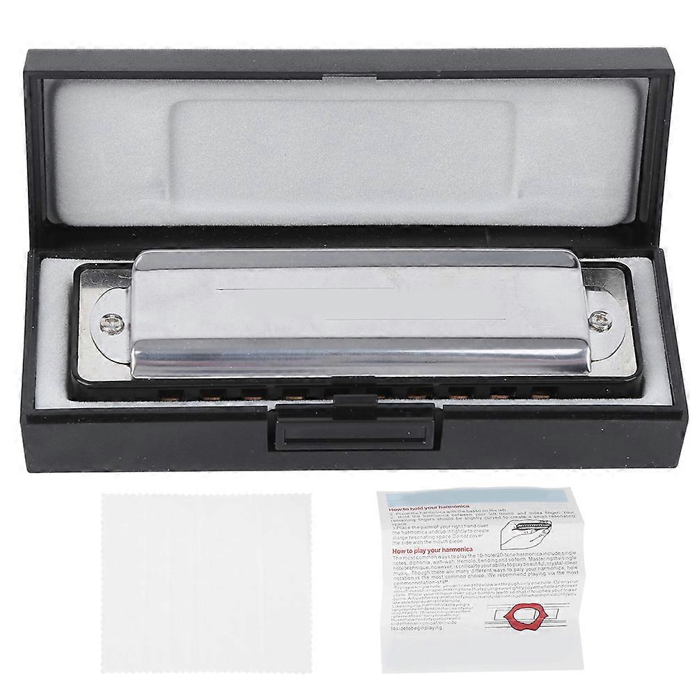 10?Hole Harmonica Blues Bb Key Harp Wind Musical Instrument Beginner Practice AM?20DBlack