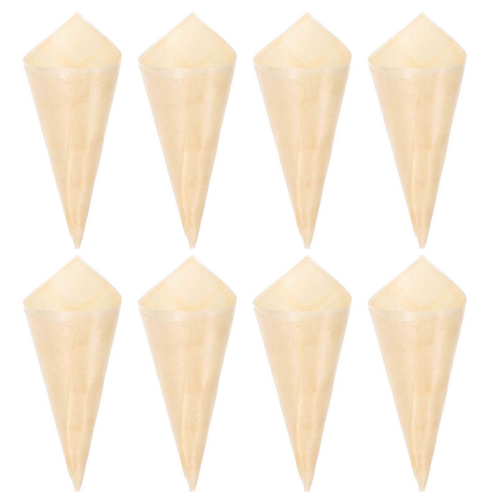 50pcs使い捨てウッド前菜コーンアイスクリームコーンカップパーティーキャンディコーン