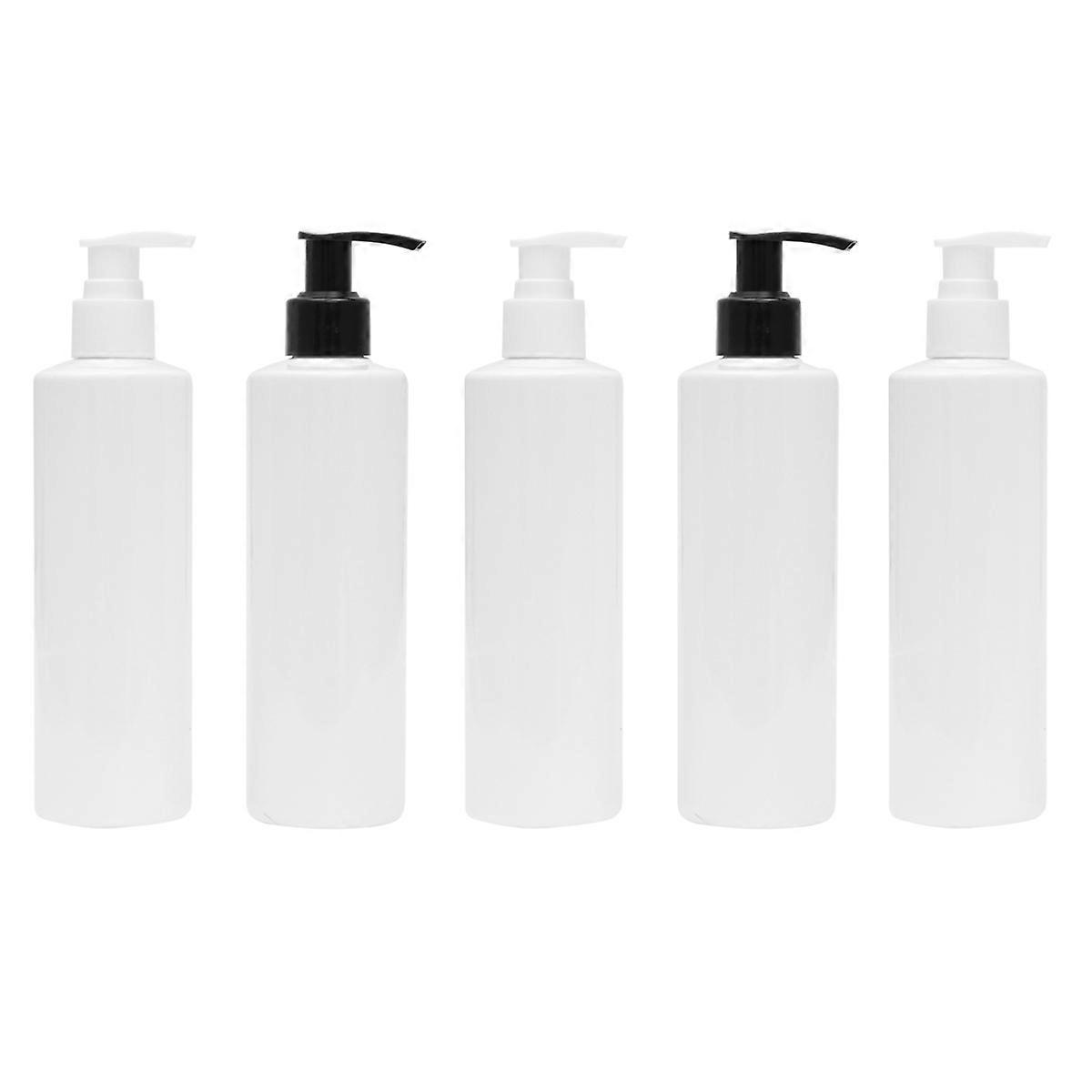 5pcs Empty Pump Plastic Bottles Pressure Emulsion Bottle for Traveling Home Use(250ML)