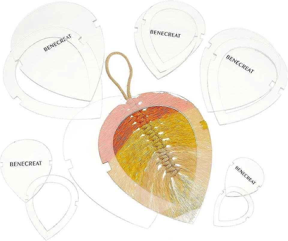 12Pcs Macrame Feather Leaf Template Acrylic Macrame Leaf Fringe Trimming Tool Cutting Template Guide for DIY Crafts Making Wall Hanging Art Project