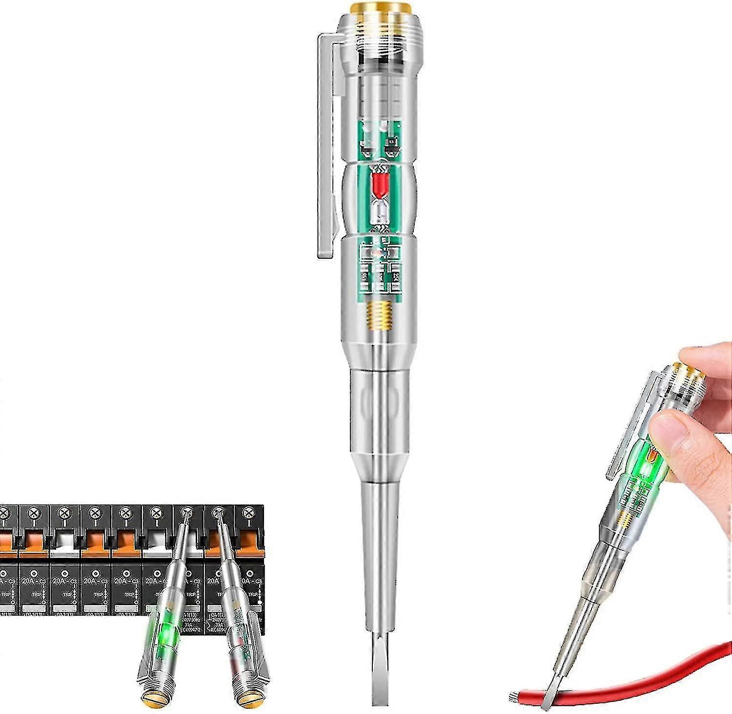 قلم اختبار كهربائي سريع الاستجابة ، قلم كاشف الجهد ، مفك القلم الكهربائي 24-250 فولت ، مع مؤشر ضوء اختبار القلم استشعار الجهد