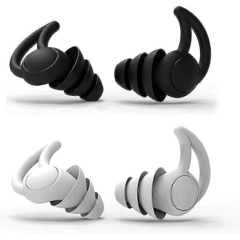 Earplugs for Sleeping, SL.GT 2 Pairs Reusable Silicone Earplugs Noise Canceling Ear Plug Earplugs for Sleeping Snoring,Black+Grey