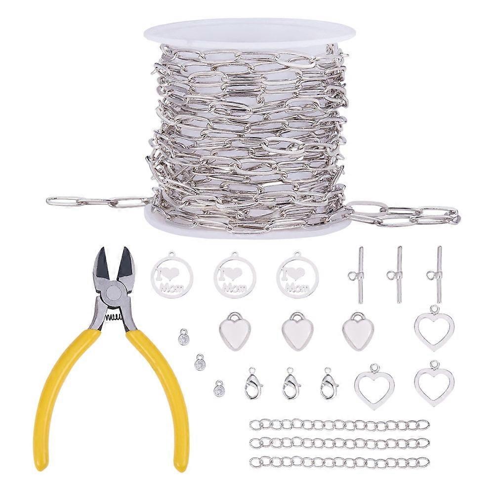 1set DIY Bracelets Necklaces Making Kits includ Brass Paperclip Chains Toggle Clasps Lobster Claw Clasps