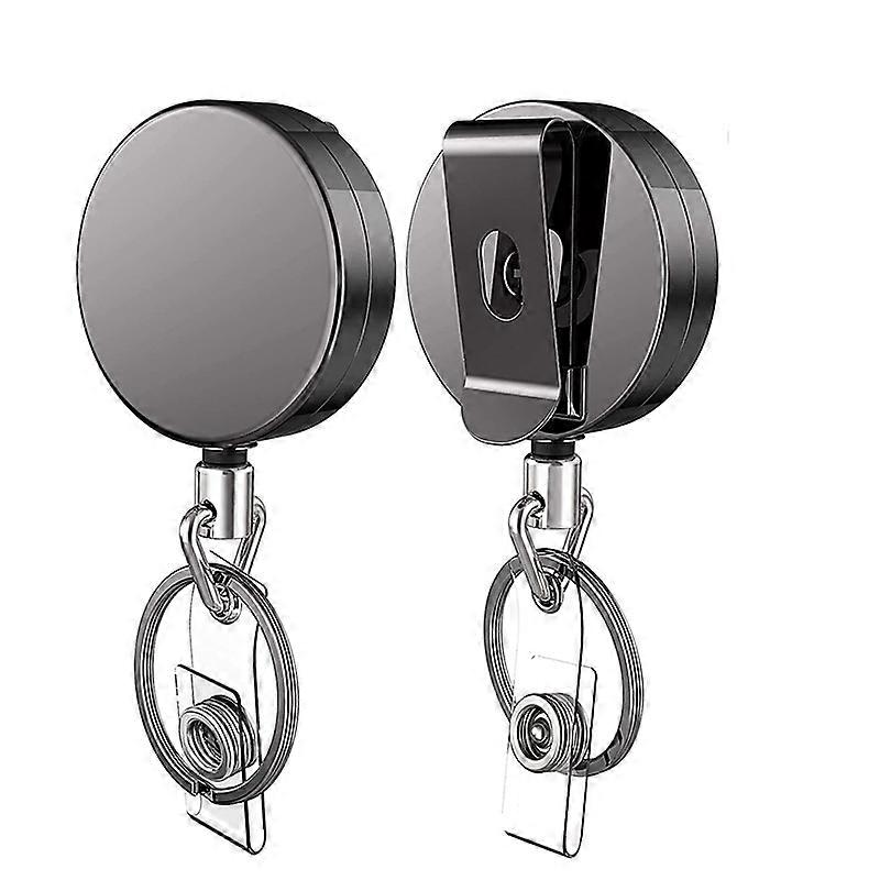 2PCS Retractable with Clip with Retractable Card Holder for ID Card Key Holder