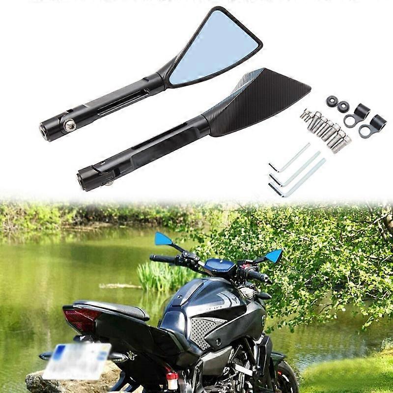 7/8 Inch Universal CNC Rear View Motorcycle Mirrors Black Triangle Motorbike Side Mirror for Street Sport Dirt Bike Scooter