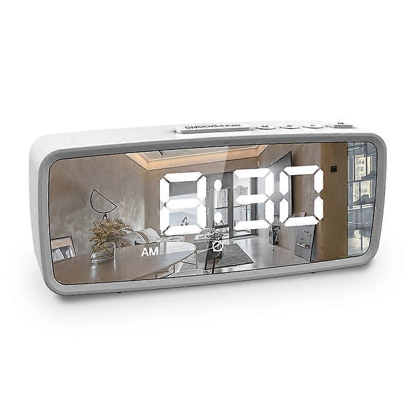 Digital Alarm Clock for Bedroom, Bedside Clocks Display with Dual Alarm, Dimmable LED Display White