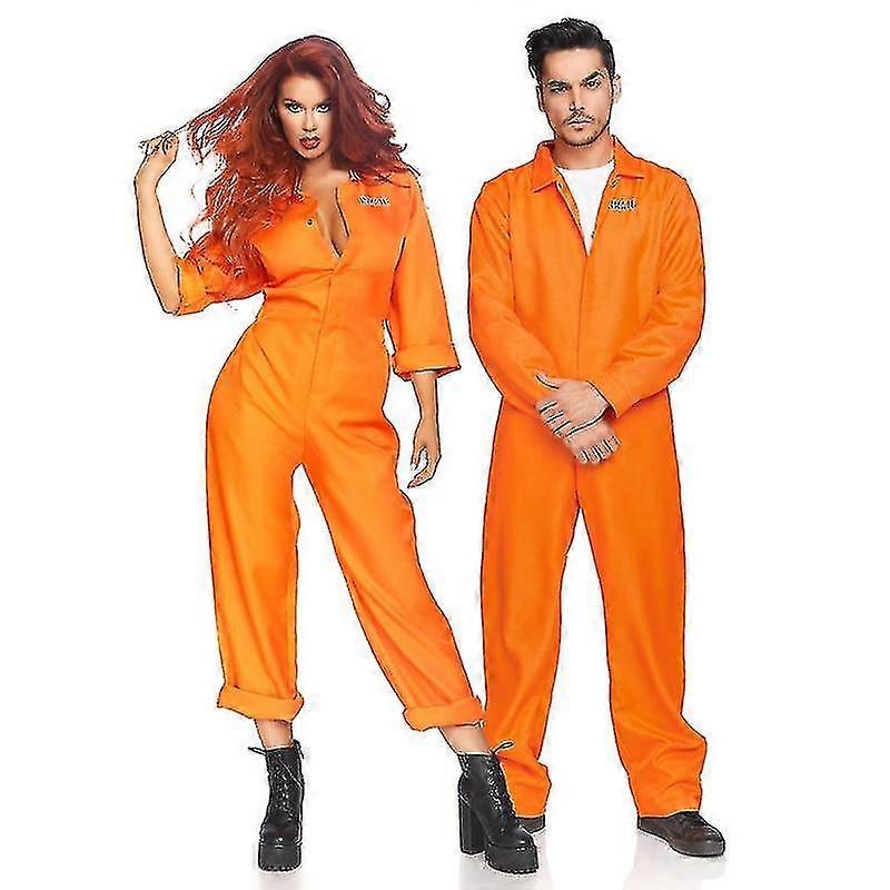 Combhasaki Unisex vankilapuvut Kirjepainatus Pitkähihainen vankilahaalari aikuisille Pikkulapset Roolipelit Party Cosplay -asut