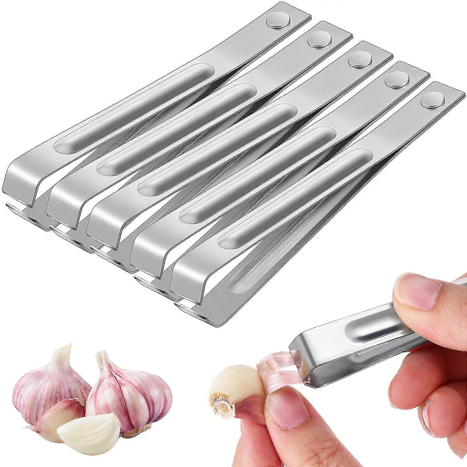 Lot de 6 éplucheurs d'ail, pinces à épiler, éplucheurs d'ail, éplucheurs d'ail en acier inoxydable, de bonne qualité