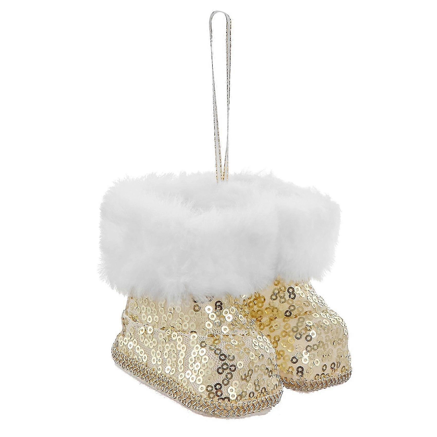 1pair Botas de Navidad Adornos Felpa Mini Botas Colgante B