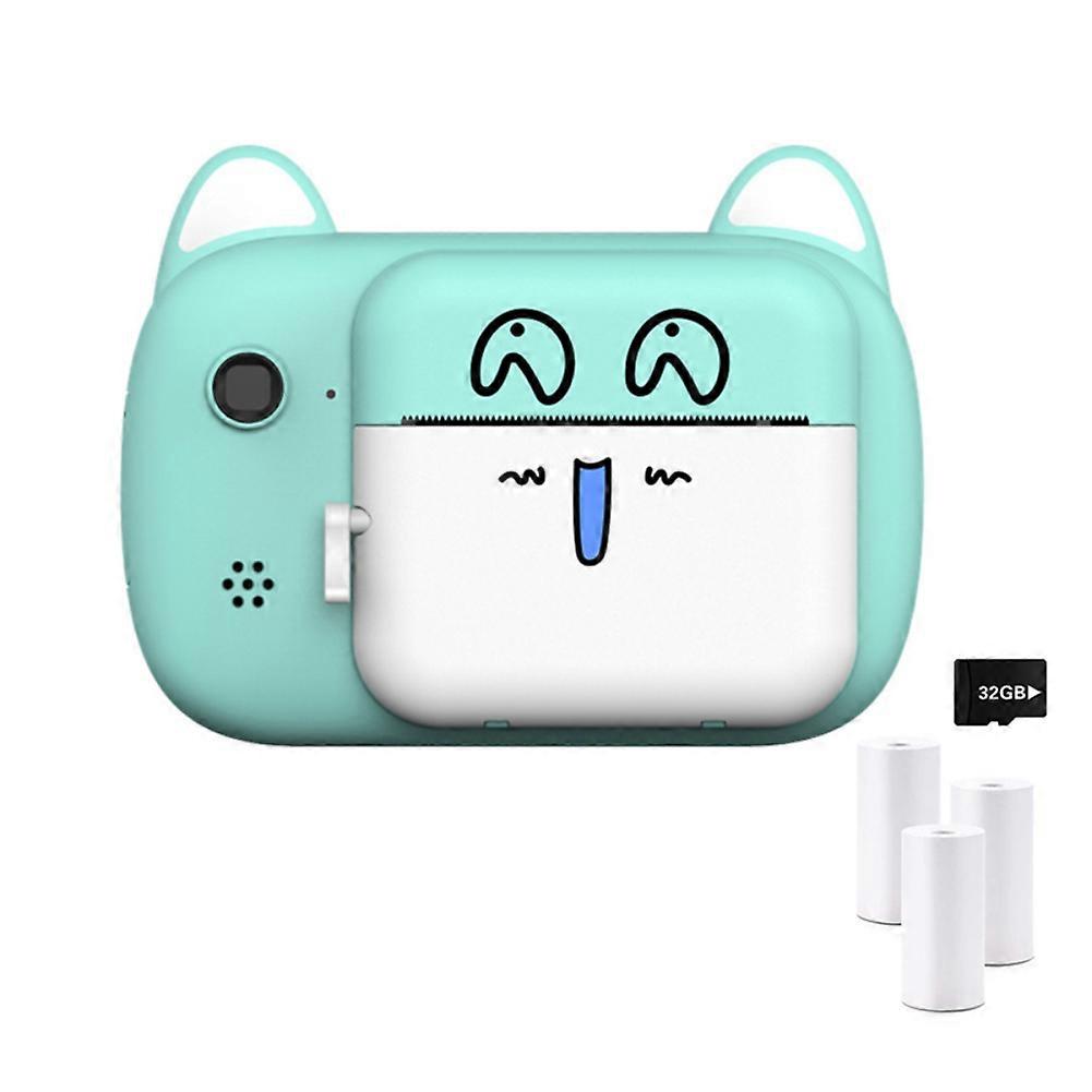 Children Instant Camera Print Camera 1080P 32G Memory Card Video Photo Digital Camera with Thermal Print Paper for Kids Birthday Gift Toys