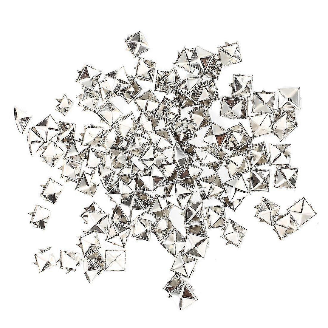 100 X Silver Rivets Studs Square For Bags/shoes/gloves 9mm