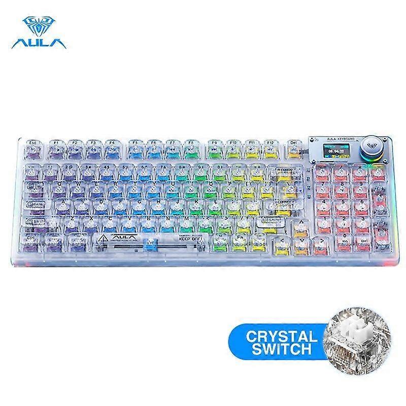 AULA F98PRO Wireless Mechanical Keyboard Bluetooth Hot Swappable Transparent RGB Backlit Custom Gaming Keyboard for Windows/Mac