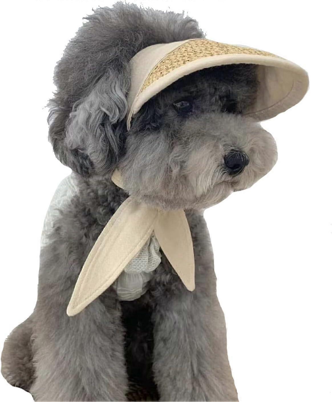 Medium, Beige)Handmade Straw Dog Sun Protection Hat Baseball Cap