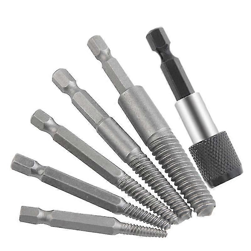 6 Pcs Screw Extractor Center Drill Bits Guide Set Broken Damaged Remover Hex And Spanner For Broken
