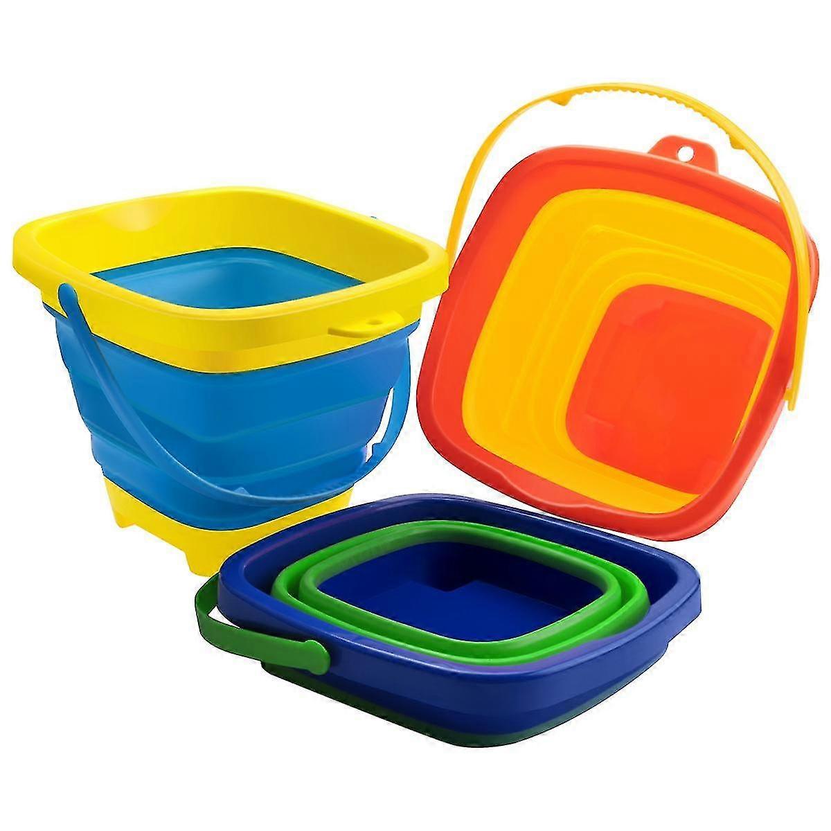 3pcs Foldable Bucket Foldable Pail Bucket Sand Buckets Silicone Collapsible Bucket Beach Play Campi