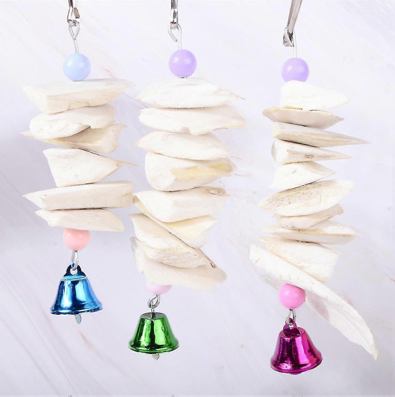 Safe non-toxic bird toys 3pcs parrot calcium supplement cuttlebone string nibbling molar stone