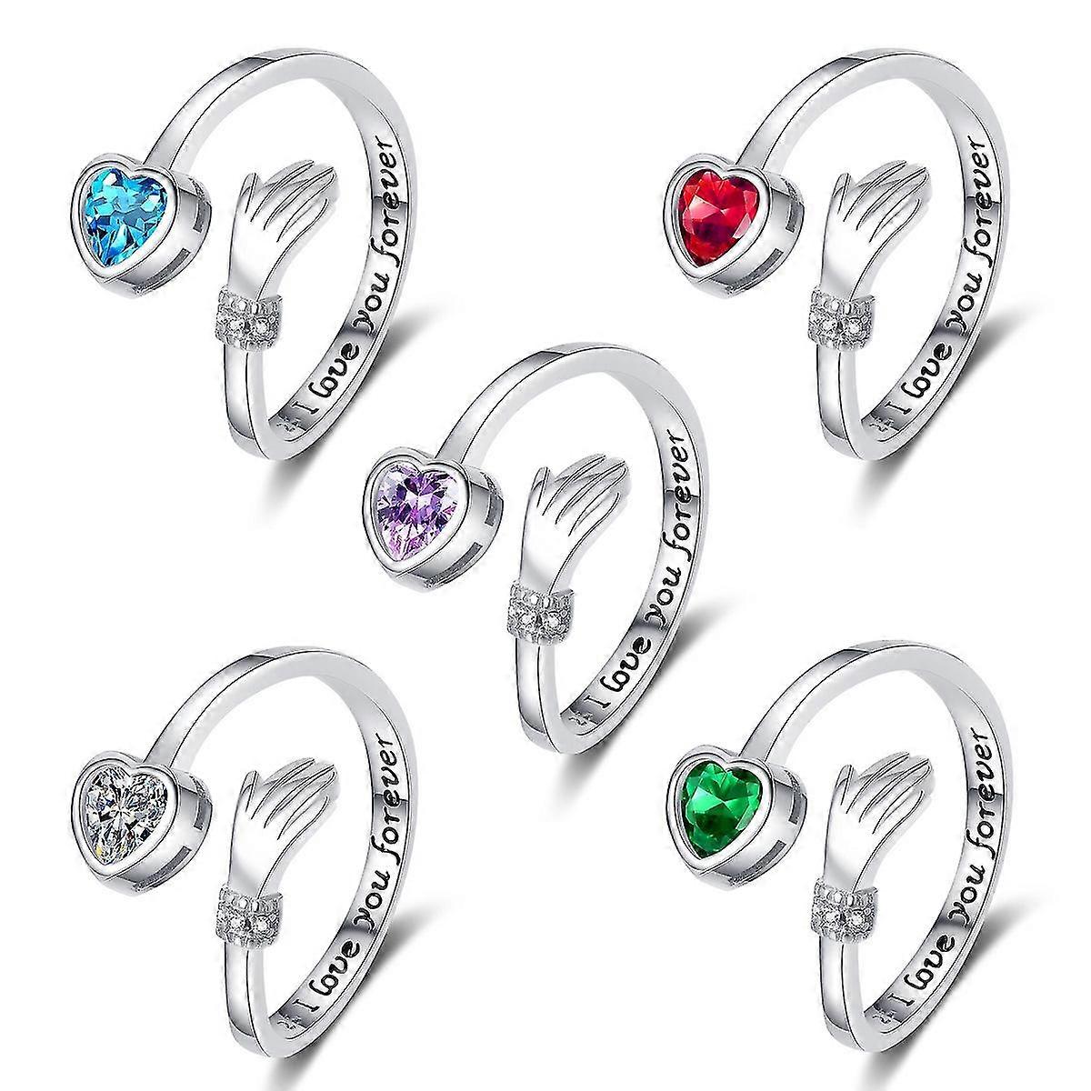 حلقة عناق من سبائك النحاس ، حلقة إبهام قلب الحب قابلة للتعديل للنساء الفتيات ، أحبك إلى الأبد معانقة الأيدي خاتم مفتوح لهدايا عيد الحب