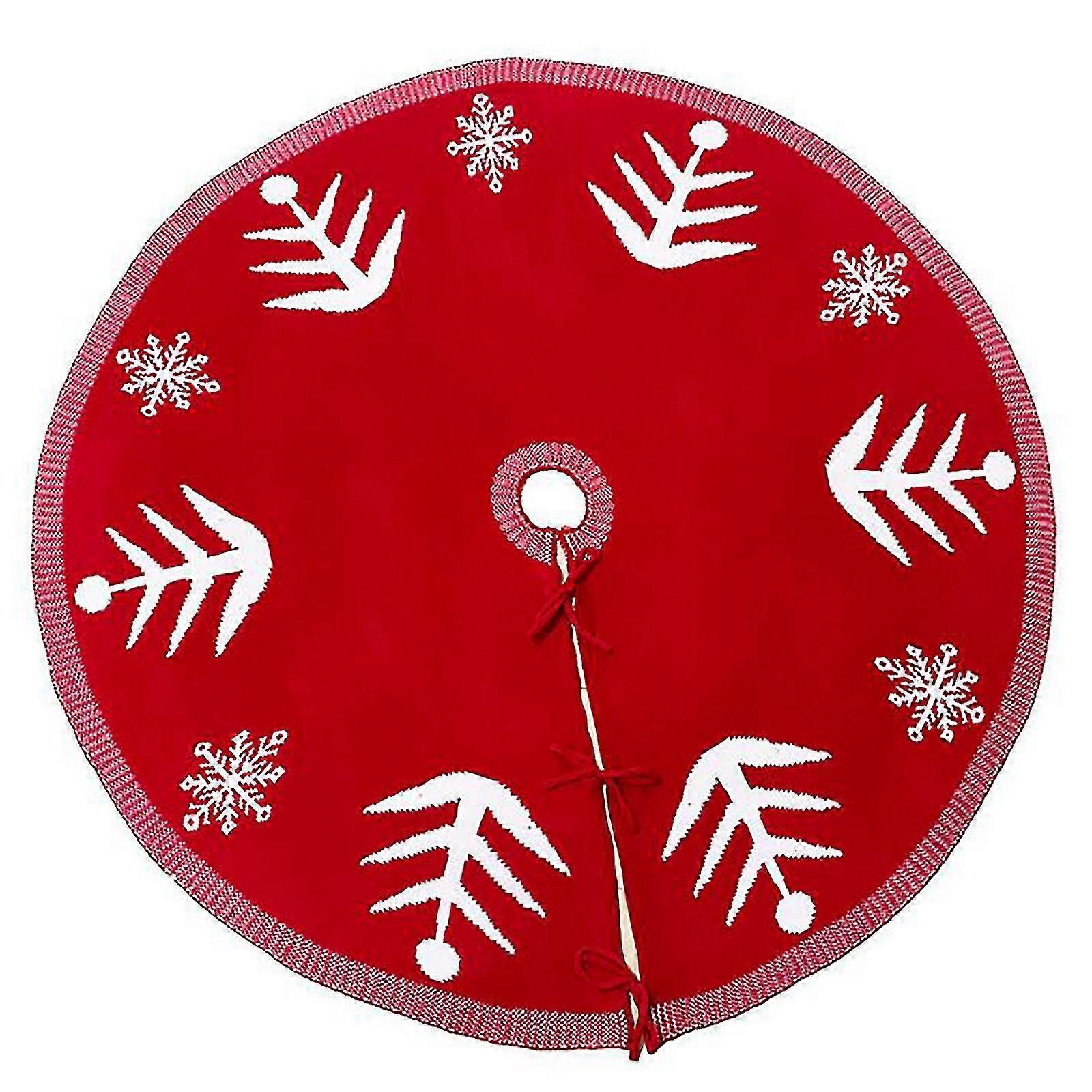 Christmas Ornaments Linen Printed Christmas Tree Skirt Decoration Props 95cm