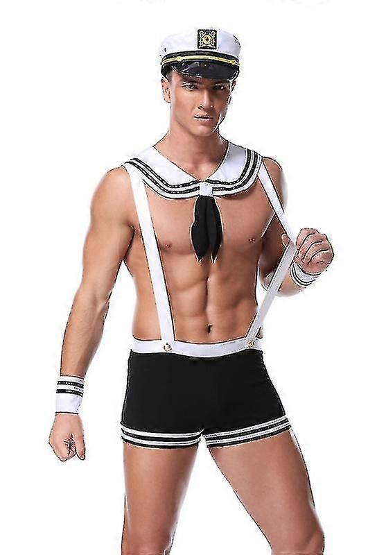 Black Patent Leather Mesh Splicing Men's Underwear Set Cos Clothing